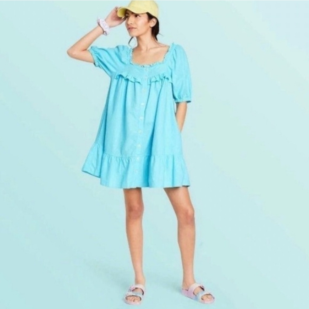 Stoney Clover Lane x Target‎ Dress Womens Medium Blue Linen
